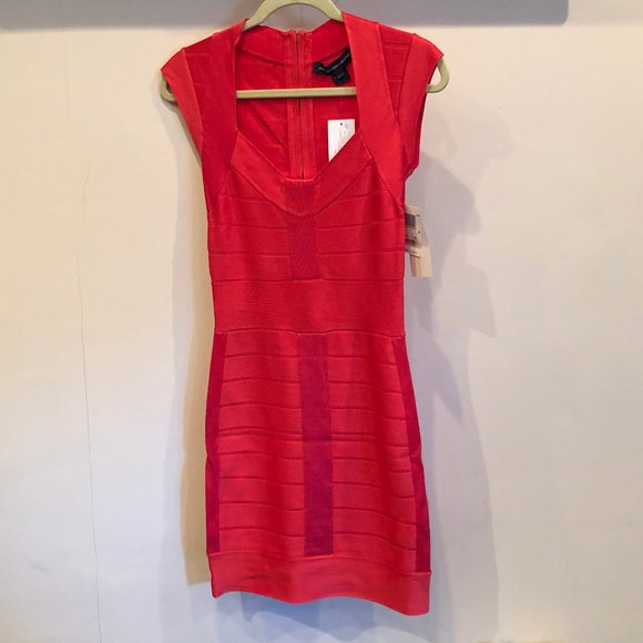 French Connection Red-Orange Bandage Dress Size 4 - Picture 1 of 9